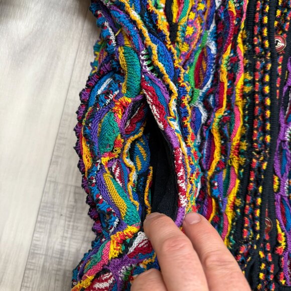 ✅Womens L Coogi Australia Cardigan 3D Knit Sweater Multicolor Mercerized Cotton - Picture 10 of 13
